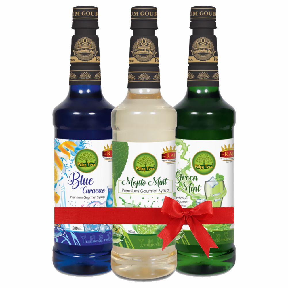 RAJ MOCKTAIL COMBO - REGULAR (MOJITO, GREEN MINT AND BLUE CURRACAO) Pack of 3 - EXCLUSIVE GIFT PACK