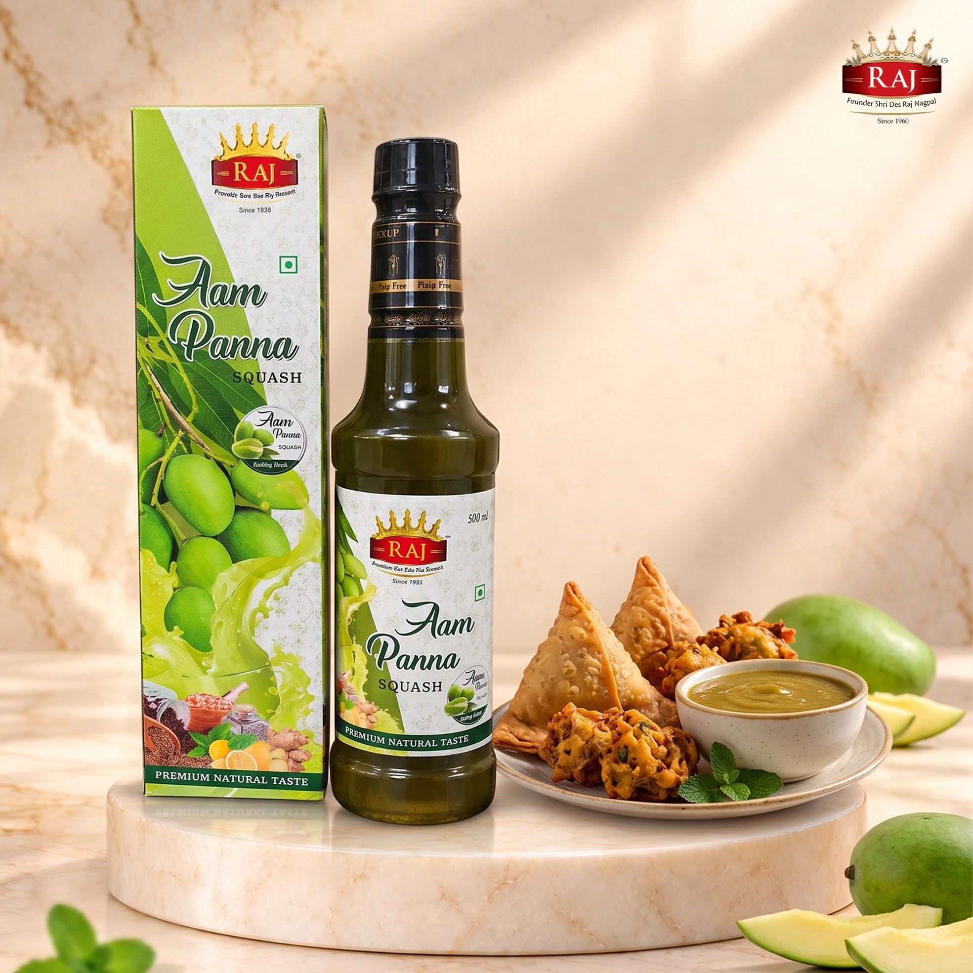 Tangy aam panna chutney and dipping sauce made with RAJ Aam Panna Squash