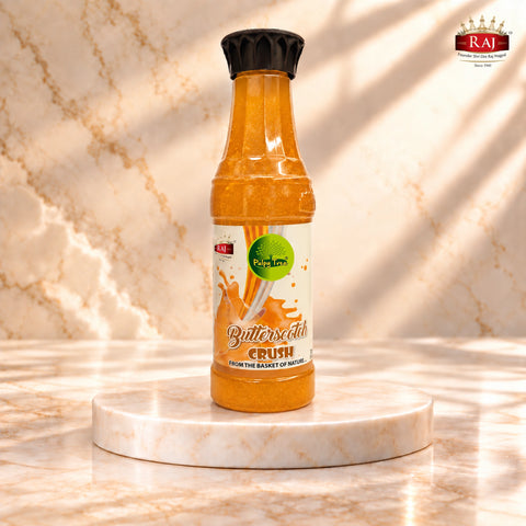 RAJ Pulpy Tree Butterscotch Fruit Crush 750 ml bottle with its front label visible