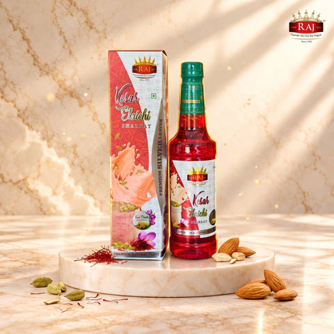 RAJ Kesar Badam Thandai 500 ML premium bottle product image with saffron and almonds