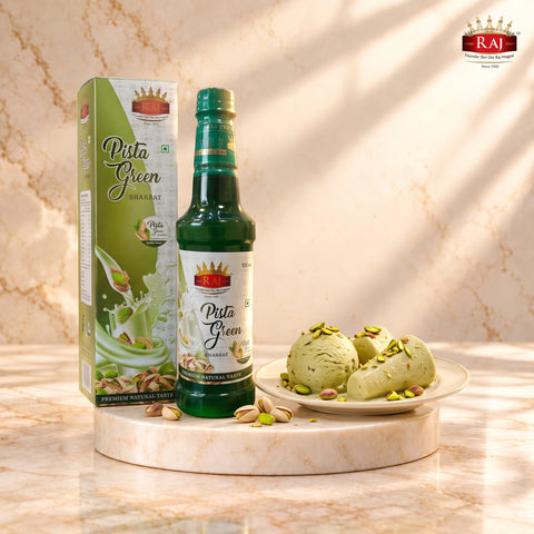 Pista ice cream and pista kulfi flavoured with RAJ Pista Sharbat