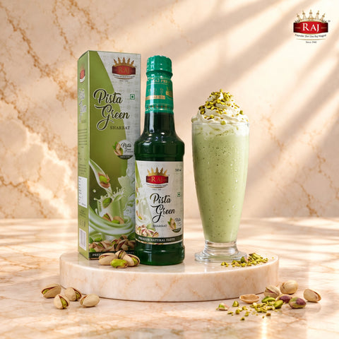 Pista milkshake and smoothie made with RAJ Pista Sharbat